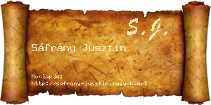 Sáfrány Jusztin névjegykártya